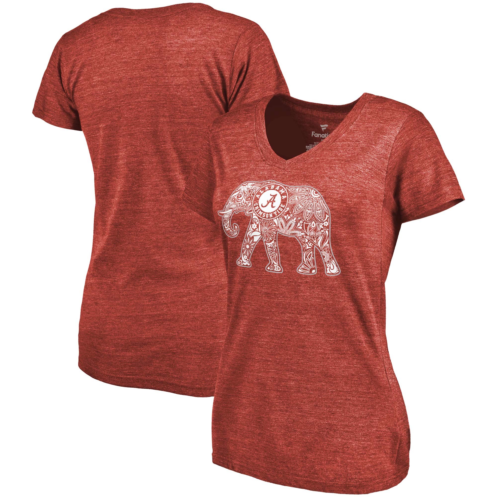2020 NCAA Fanatics Branded Alabama Crimson Tide Women Crimson Hometown TriBlend VNeck TShirt->ncaa t-shirts->Sports Accessory
